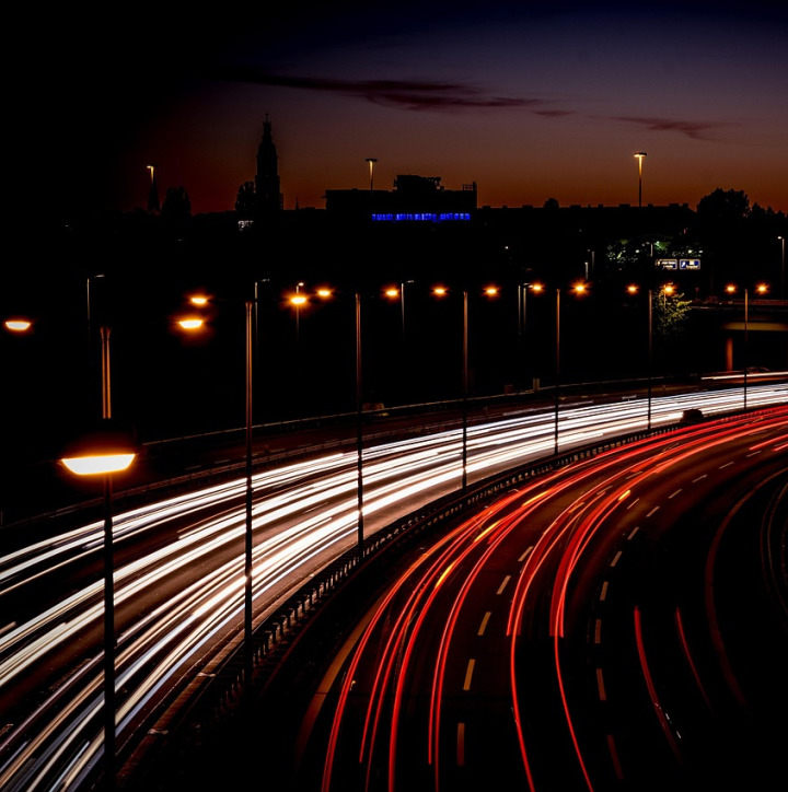 ambulance on highway at night
